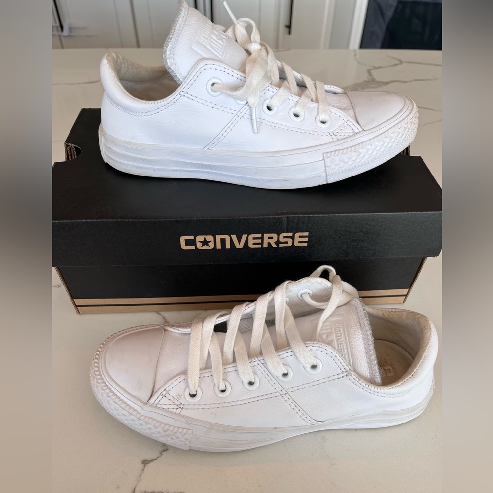 White Leather Converse - image 2